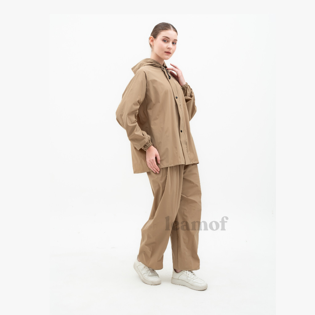 Leamof Jas Hujan Pria Wanita Setelan Baju Celana Dewasa Pastel