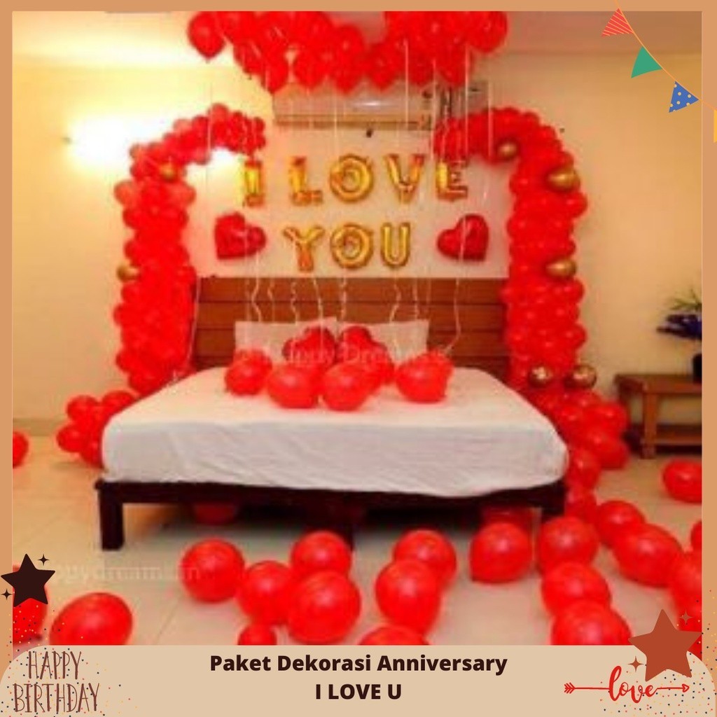 Set Dekorasi Balon Foil I Love You / Dekor Anniversary