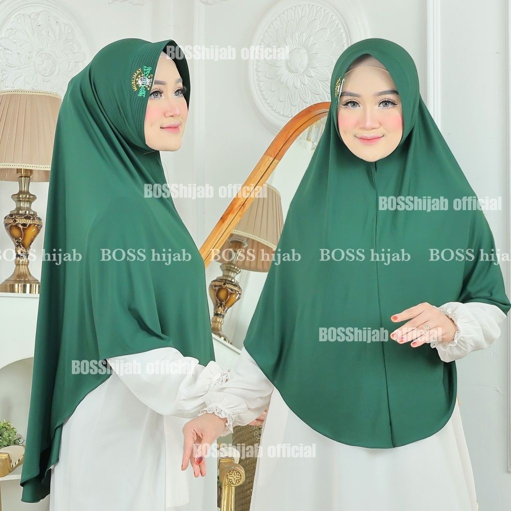 Hijab Instan Muslimat NU Jumbo XL Hijau Botol | Kerudung Muslimat