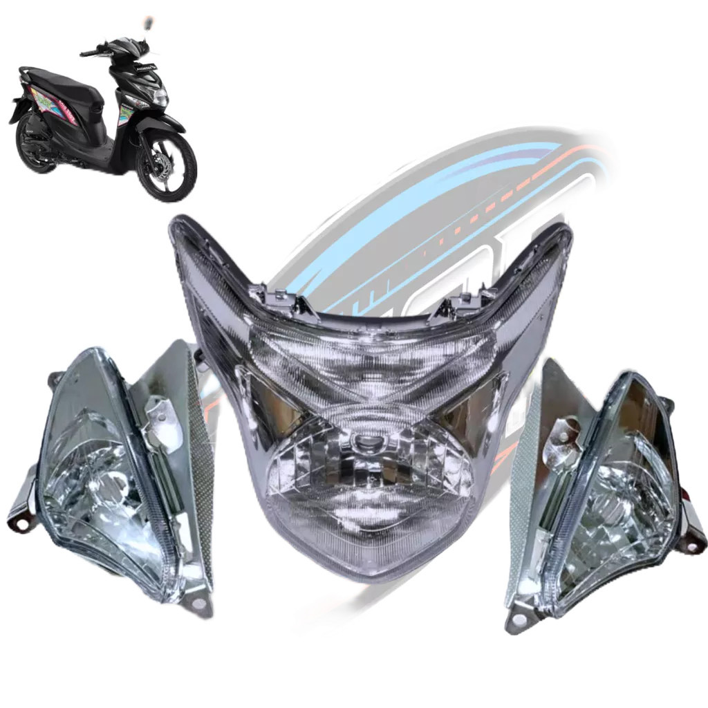 Reflektor Depan Plus Sen Kanan Kiri Motor Honda Beat Pop / Reflektor Lampu Depan Dan Sen Sein Kanan 