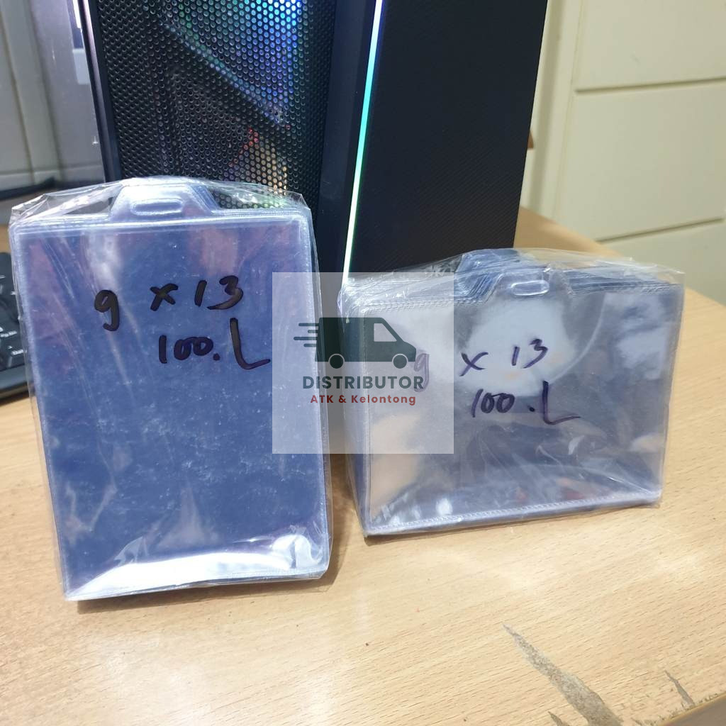 [Isi 100 Pcs] PLASTIK ID CARD 9 x 13 cm 1 Pack Name Tag Holder Tegak Tidur