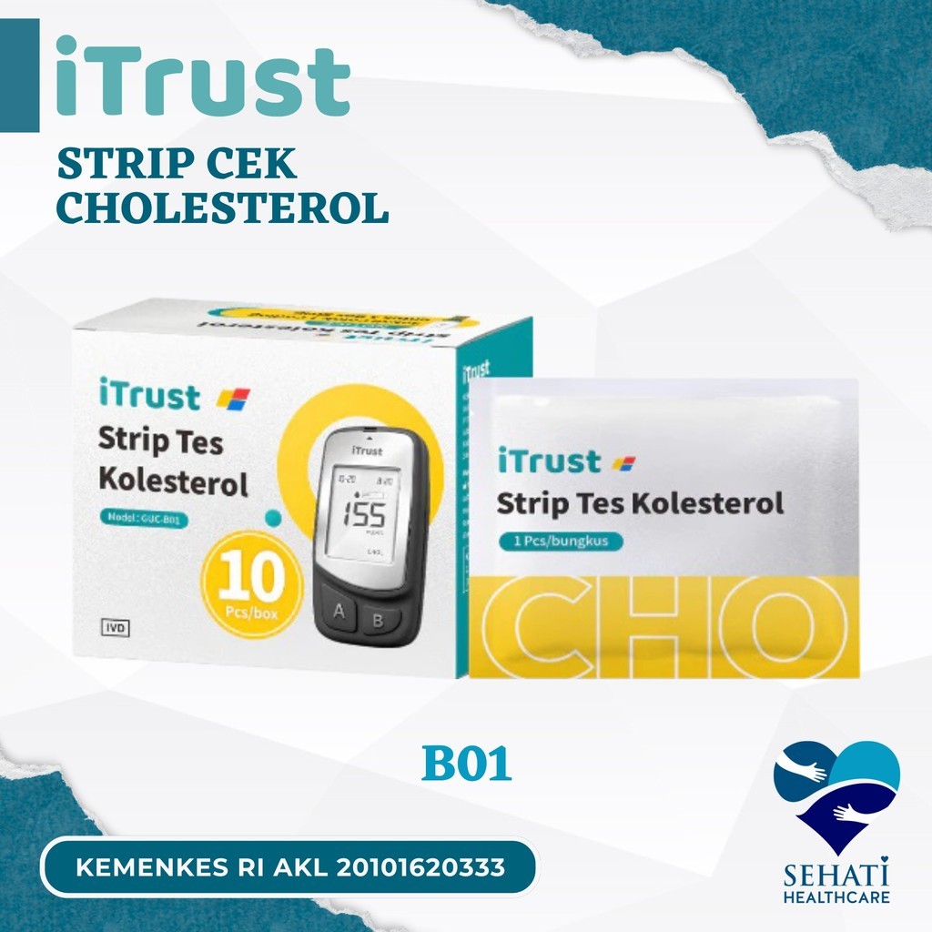 iTrust Strip Cek Cholesterol B01 Alat Tes Kolesterol GUC GUC-B01 Kesehatan Digital Kit Multi Monitor