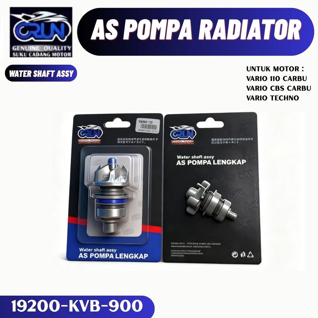 19200-KVB-900 CRUN As Pompa Radiator Honda Vario 110 CBS Techno Water pump Shaft Assy