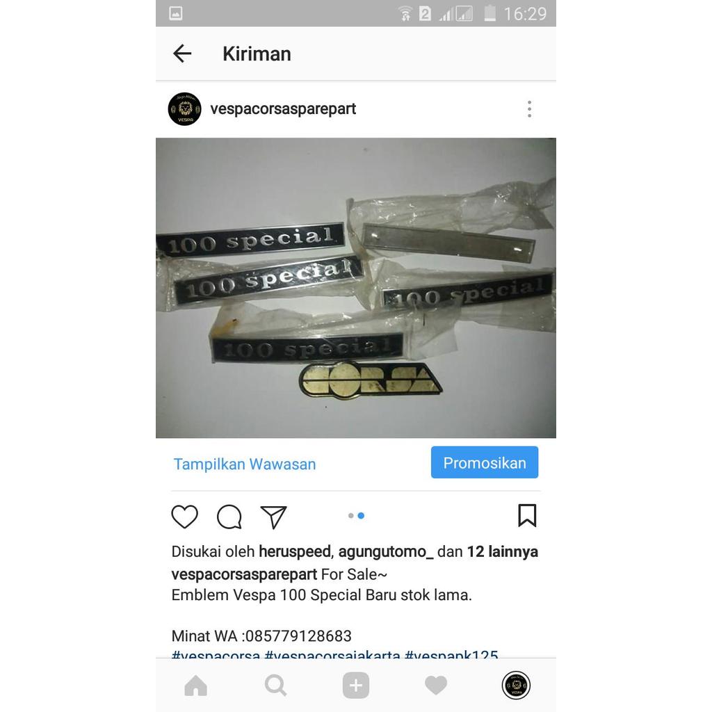 Emblem Vespa PTS Special 100cc Original nos