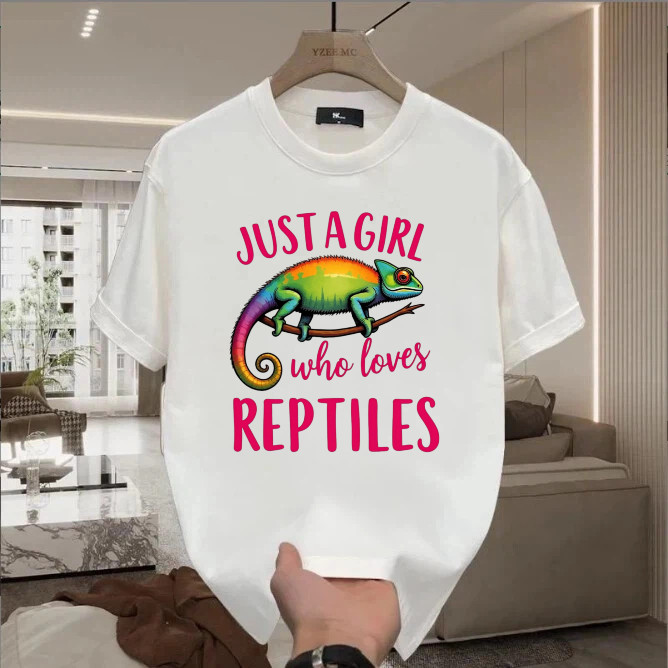 Kaos Wanita Motif Bunglon Warna-warni - Cinta pada Reptil & Hewan Peliharaan