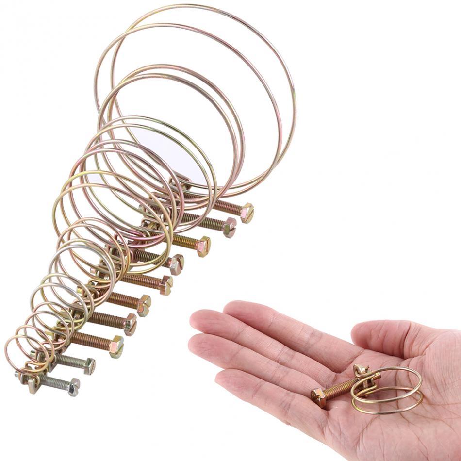 10pcs Hose Clamp Adjustable Pipe Clamp Double Wire Hose Clip Clamps For Woodworking Hoop Plumbing Fa