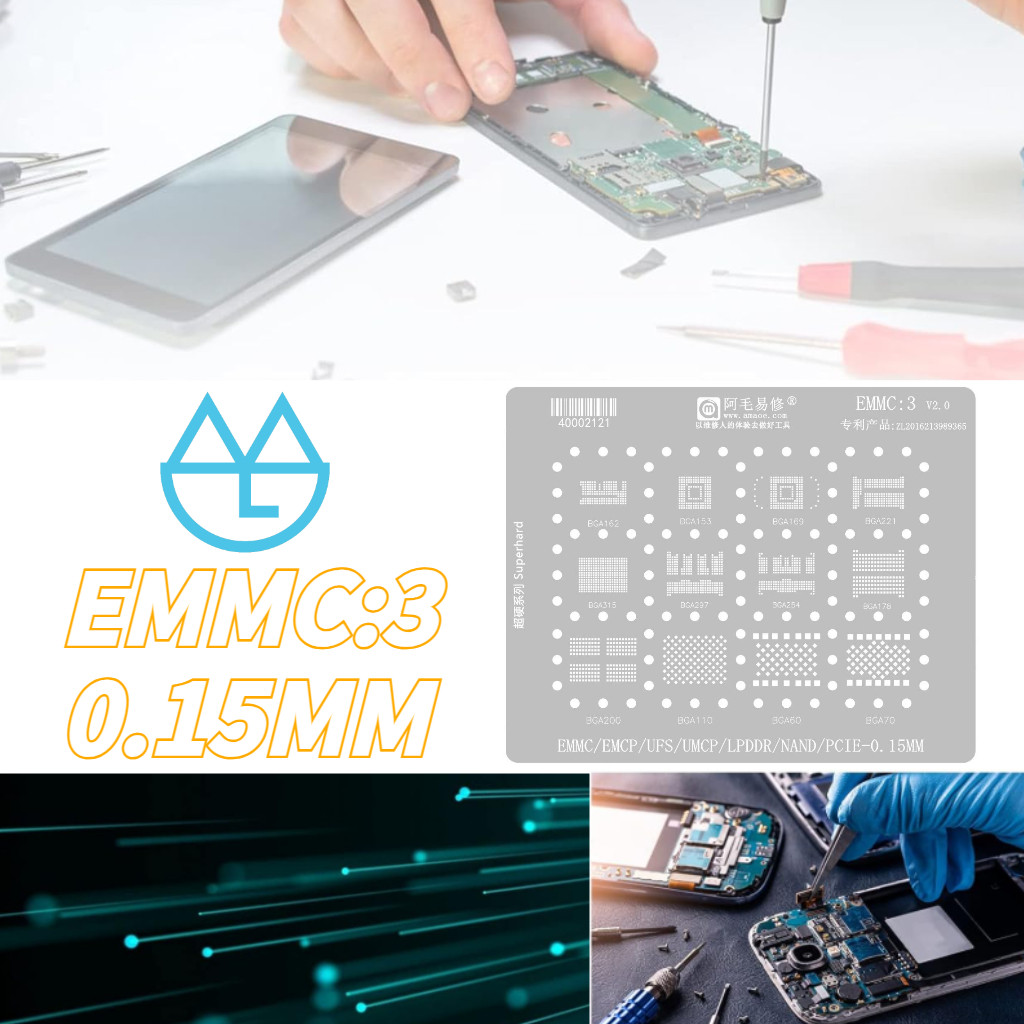Plat Cetakan EMMC3 0.12MM UFS NAND UMCP Amaoe IC BGA Original