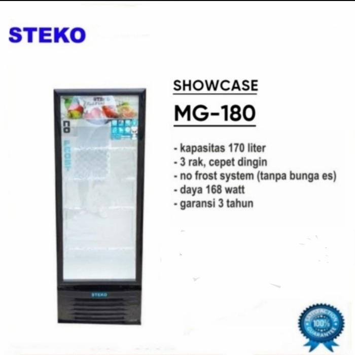 STEKO MG180, SHOWCASE KULKAS PENDINGIN MINUMAN 3 RAK