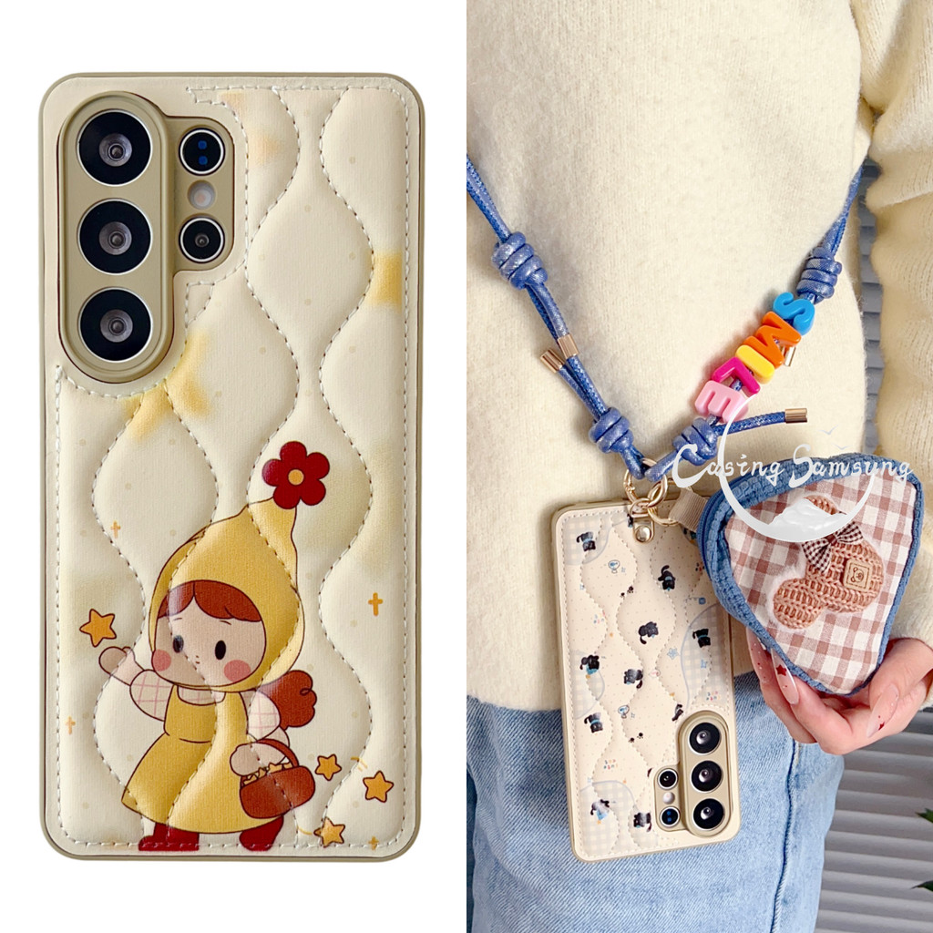 Cartoon Star Person Down Jacket Crossbody Lanyard Phone Case Suitable for Samsung's S26 S25 S24 S23 