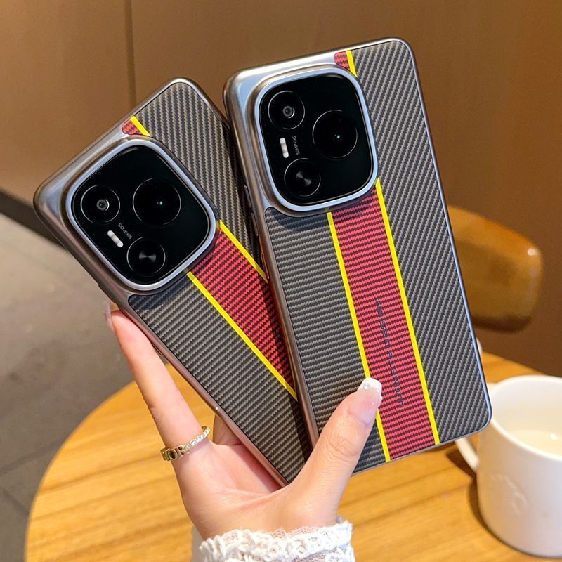 Casing Ponsel Motif Serat Karbon Warna Merah Kuning, Cocok untuk Honor Power, Tahan Benturan, Casing