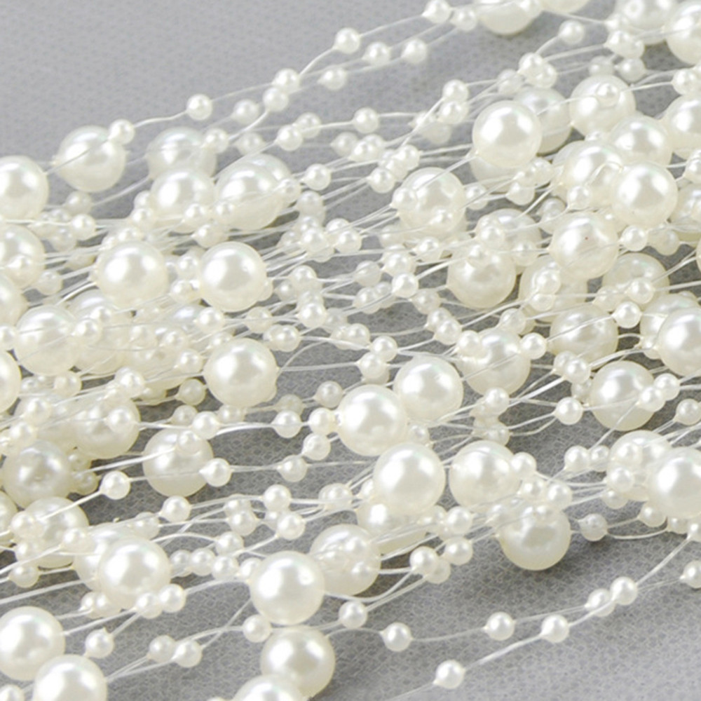 H606 5 Meters 8+3mm Fishing Line Artificial Pearls Beads Chain String Garland Flowers Y Wedng Party 