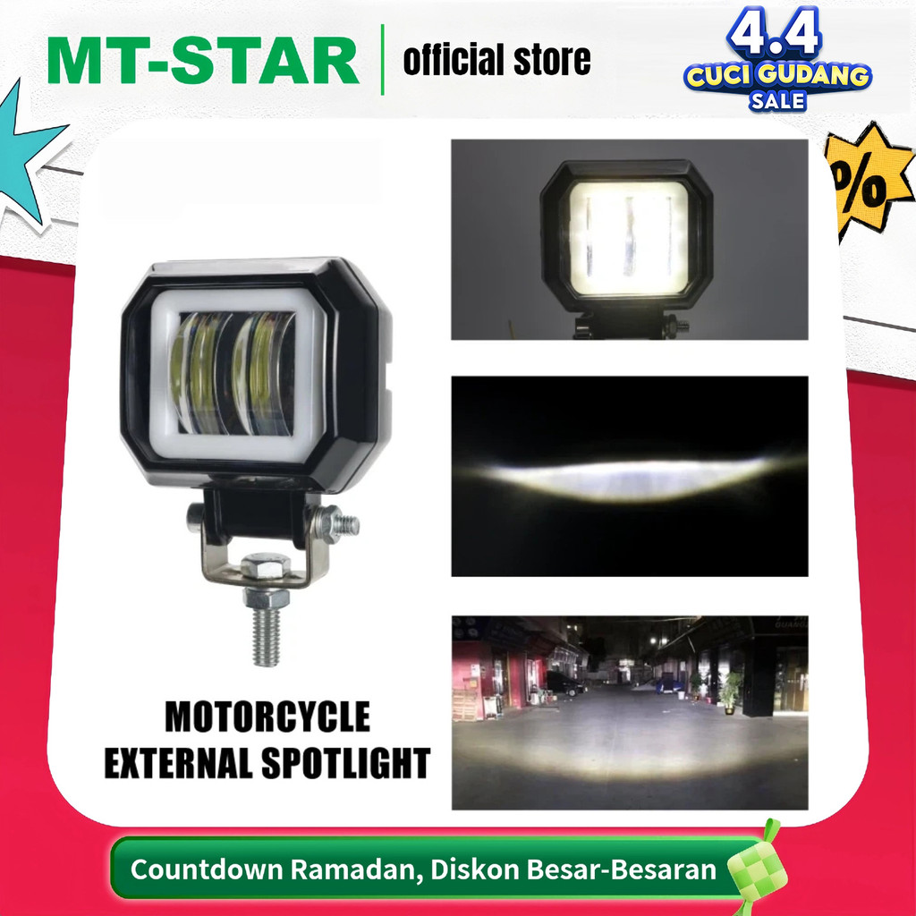 MT STAR  Lampu Tembak Sorot LED MT Star  CWL 2 Mata Lensa 4D CREE Angel Eye Kotak Square