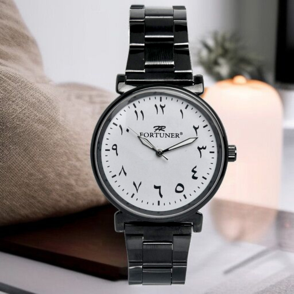 Jam Tangan Pria Angka Arab Strap Stainless Steel Tahan Air Wardana