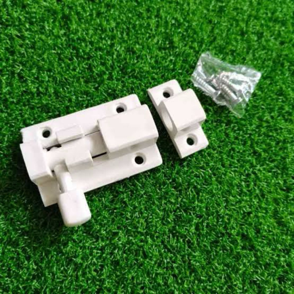Grendel Pintu Slot Pintu Kamar Mandi PVC 2INCH Kunci Pintu Kamar Plastik kunci gembok pintu