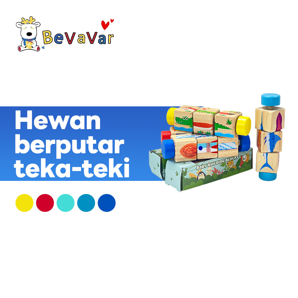 BEVAVAR Blok Puzzle Berputar Wooden Rotating Puzzle 3D Puzzle Block Toys Meningkatkan Kognitif