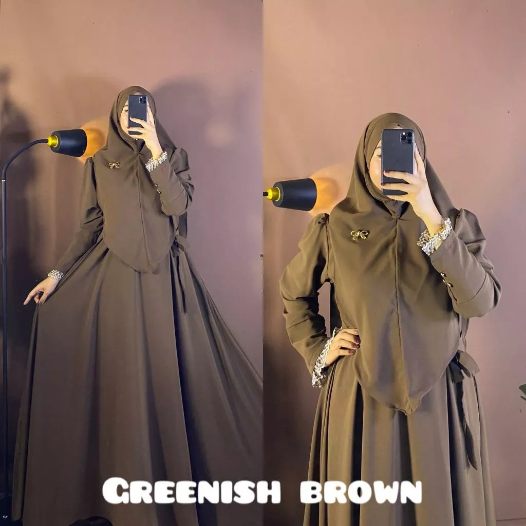 ONE SET Gamis Set Hijab Wanita Busana Syar’i Untuk Umroh Nyaman