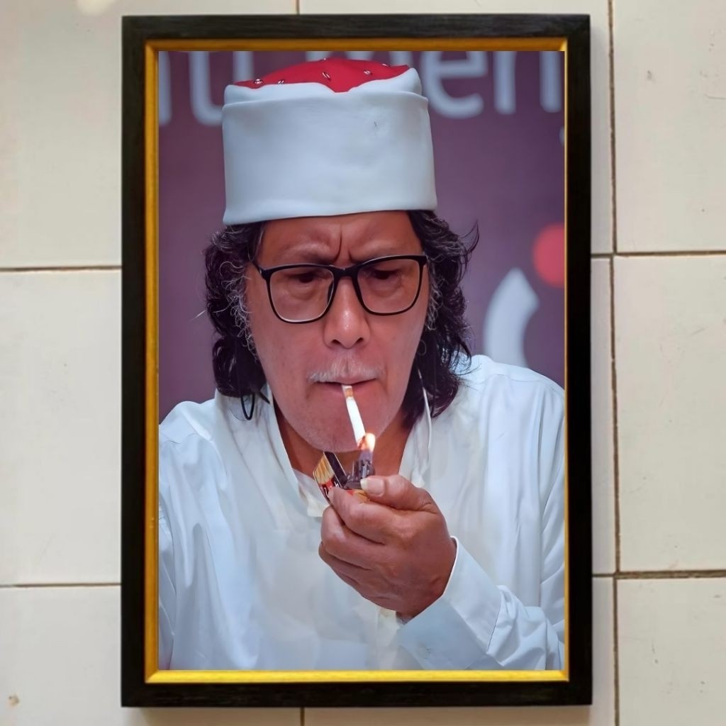 Hiasan dinding lukisan Cetak gambar cak nun plus bingkai ukuran 65cmx45cm