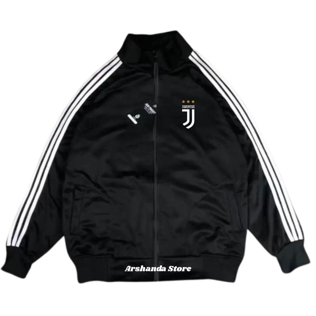 Track Jacket Unisex Black With White Stripe Juventus