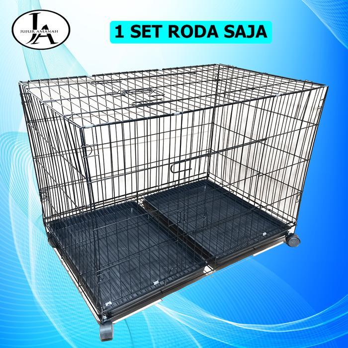 KANDANG KUCING ANJING 90CM POTO 100% ASLI JA - 1 set roda, Putih