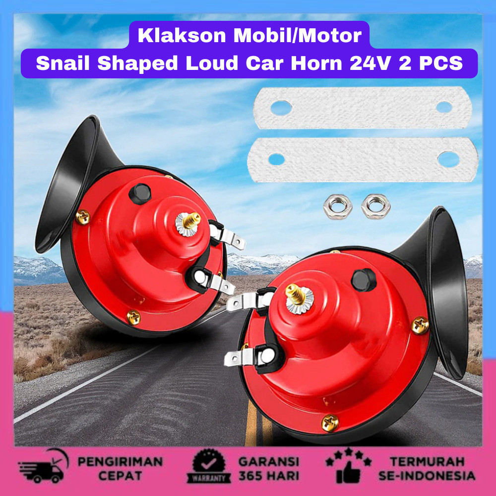 Klakson Mobil / Motor Snail Shaped Loud Car Horn 24V 2 PCS klakson 24V klakson keong 24volt
