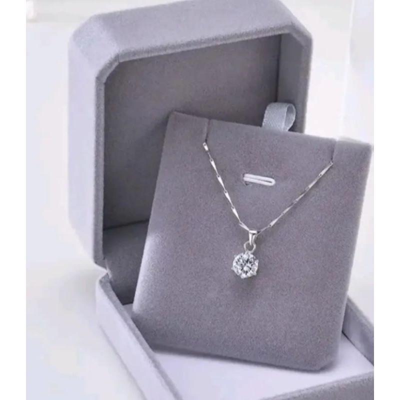 kalung padi titanium silver liontin mata' satu Anti karat perhiasan wanita .