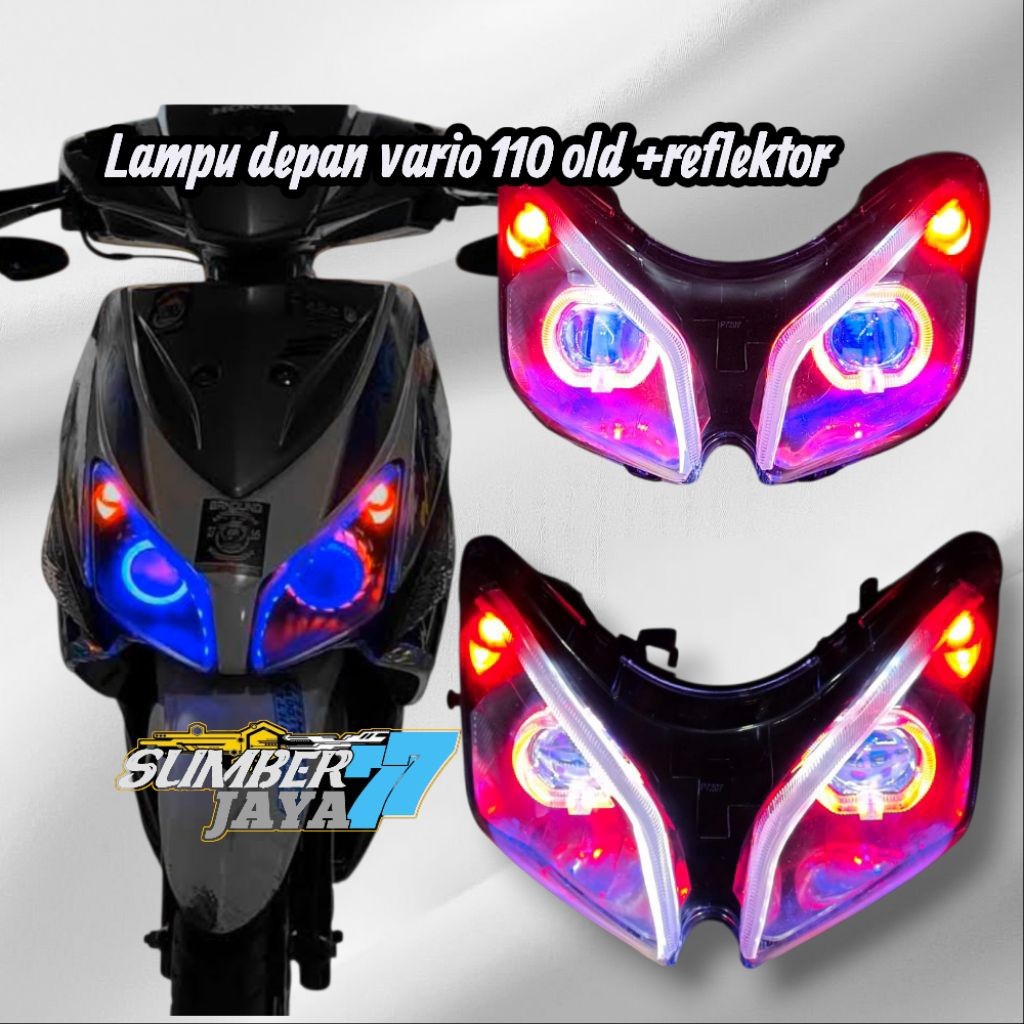 Reflektor lampu Depan H vario 110 old set biled +alis runing+mata lang Lengkap tinggal pasang