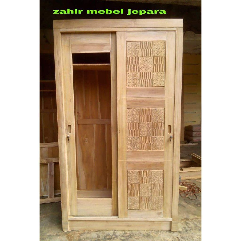 PROMO SPESIAL - lemari jati mentah 2 pintu mebel jepara