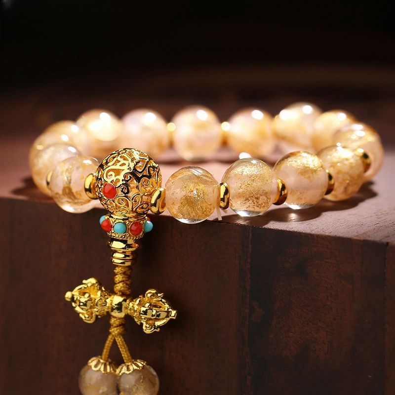 Kaca Emas Gelang Foil Kristal Dzogchen Manik