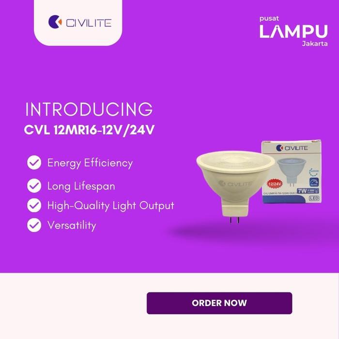 CIVILITE Lampu Spotlight MR16 7W 12Volt 24Volt 30 Degree - 12V, 4000k