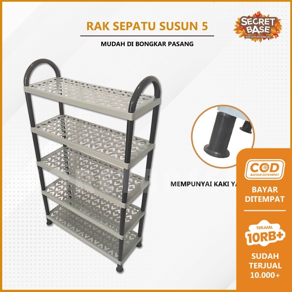 RAK SEPATU 5 SUSUN - Rak Besar / Tempat Sandal / Rak Sepatu Kokoh Plastik