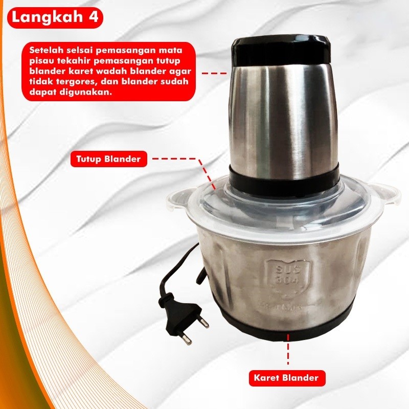 (TYPE 685) Penggiling Daging Blender Chopper Daging Serbaguna Stainless 2 Liter