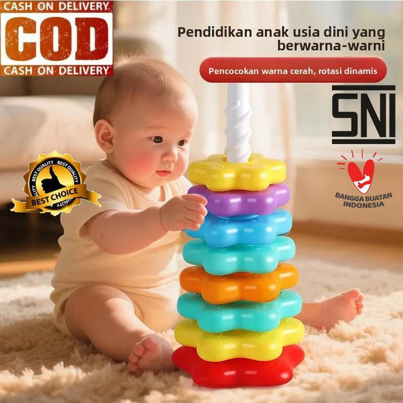 MAINAN EDUKASI ANAK RODA PUTAR SPIN WHEEL  MAINAN EDUKASI MEMASUKKAN RING KE TIANG