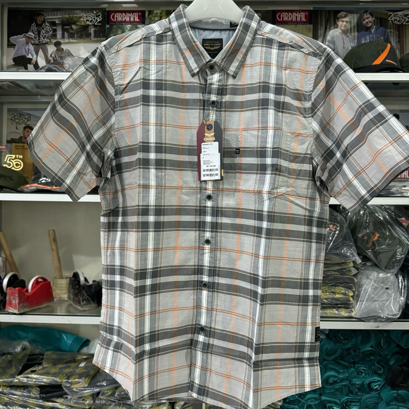 Promo Hits Kemeja Emba Lengan Pendek Katun Kotak-Kotak Original