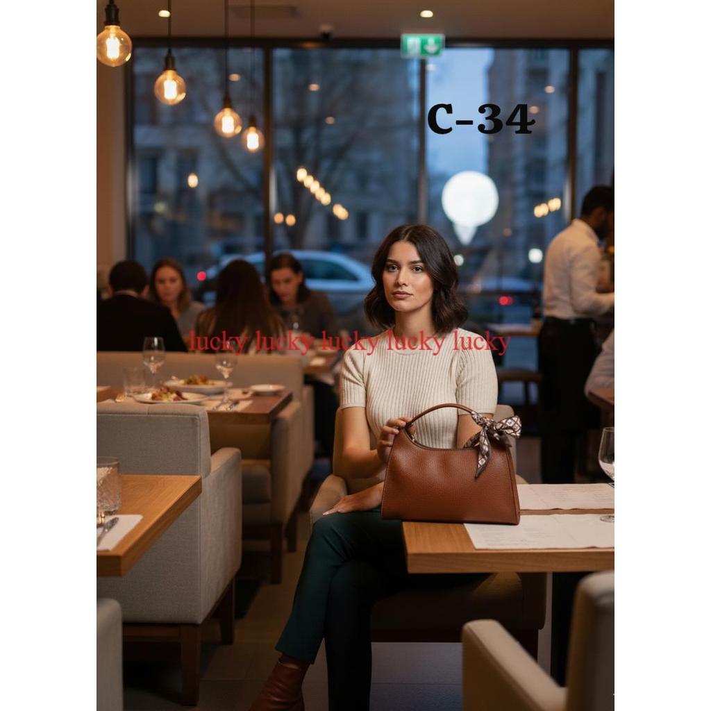 Tas Fashion C-034 Wanita Terbaru Tas Selempang Jinjing Wanita Bahan Kulit Tebal Tekstur Kulit Jeruk 