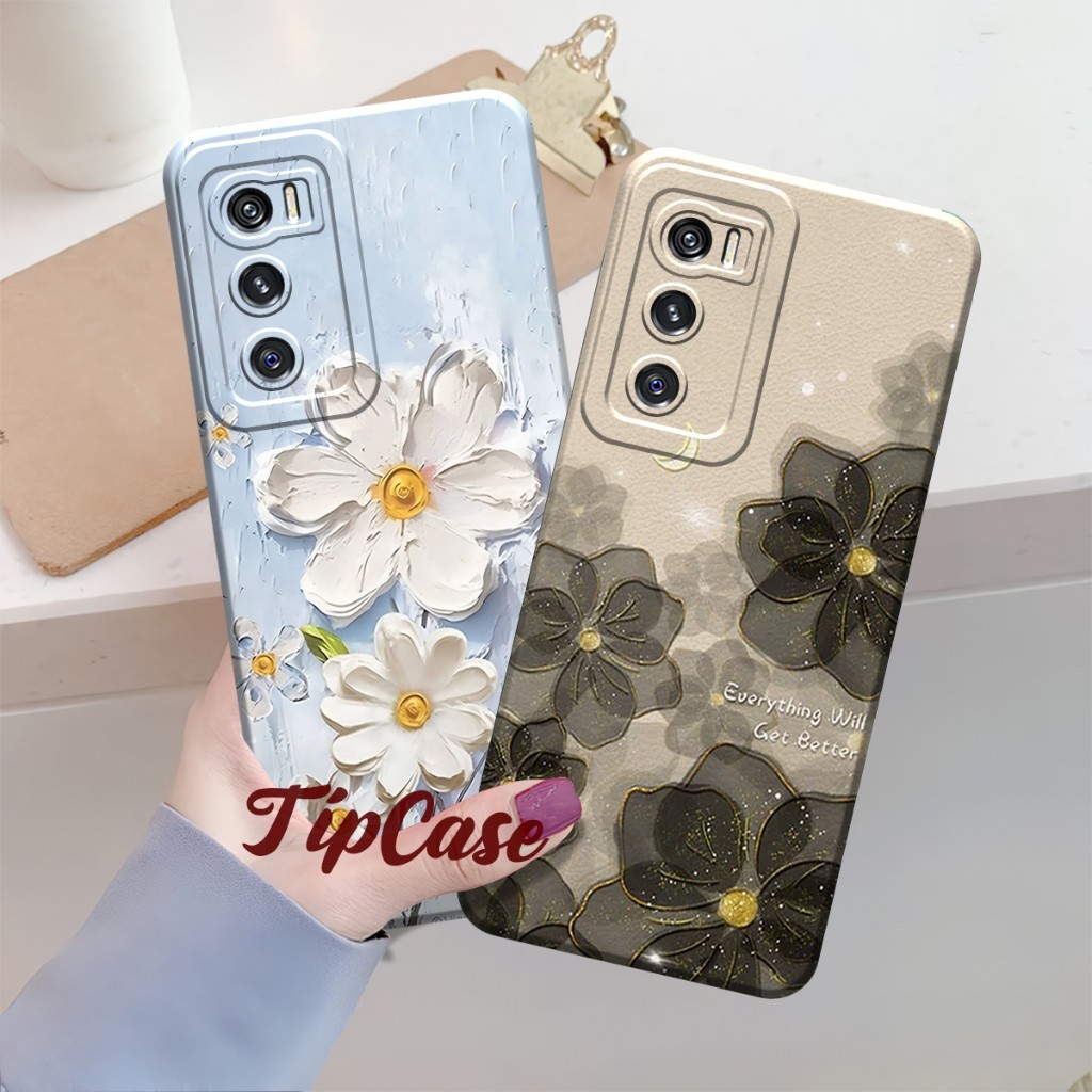 Case Vivo V20 SE / S1 Pro / V20 / V21E / V23E / Z1 Pro Cassing Procamera Lentur Motif Bunga Kekinian
