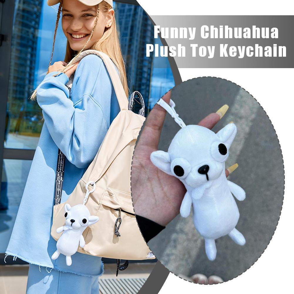 Cute Chihuahua Dog Doll Pent Black White Funny Creative Dog Doll Gift Funny Chihuahua Plush Toy Keyc
