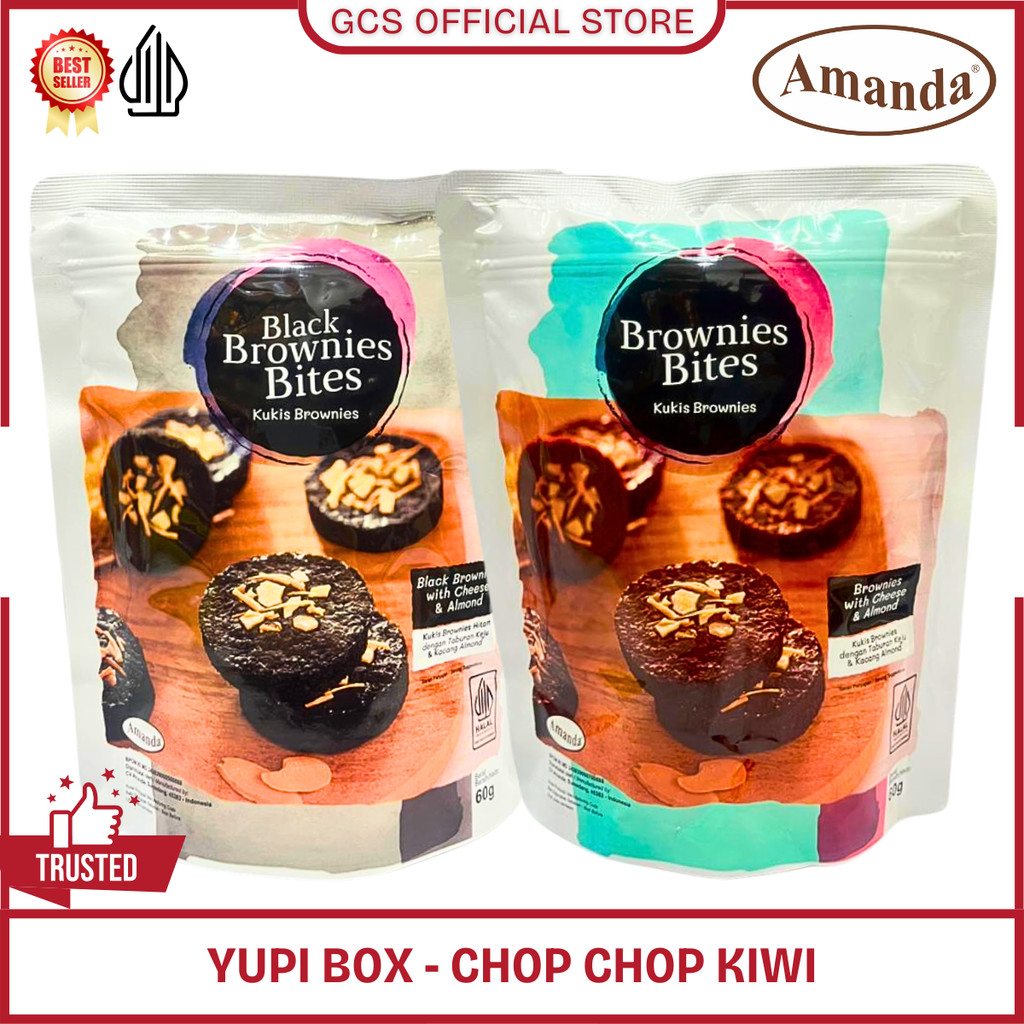 Amanda Brownies Bites 60g - Kue Kering Brownies Panggang Crispy Coklat Keju Almond Oleh Oleh Bandung