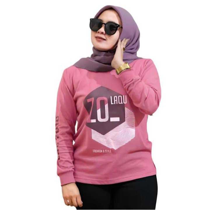 Zolaqu kaos atasan baju zolaqu zolaku original wanita perempuan cewek dewasa sablon lengan panjang