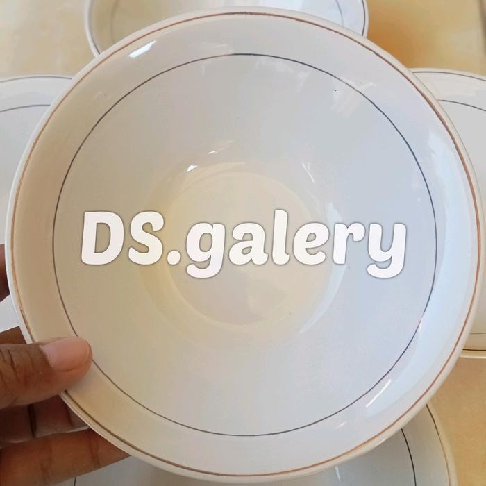 [6pcs]MANGKOK LIS EMAS SUNBRID 17.5cm-mangkok makan keramik list emas-Mangkok soup-mangkok es buah 7