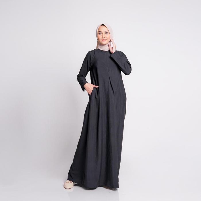 Gamis Jasmine Airflow Dress Muslim Elzatta Hijab Crinkle - Hitam, S