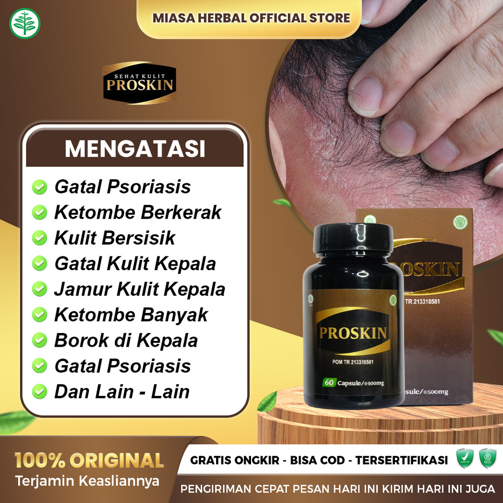 Obat Psoriasis Kulit Kepala - Obat Ketombe Berkerak - Proskin Kapsul