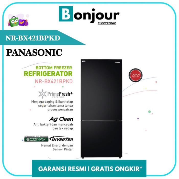 Kulkas 2 Pintu Freezer Bawah Panasonic NR-BX421BPKD 422 Liter - Glass