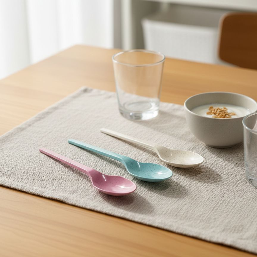 24pcs Sendok Garpu Plastik Jerami / Perlengkapan Makan Aesthetic Wheat Straw Pastel Series | PB-150 