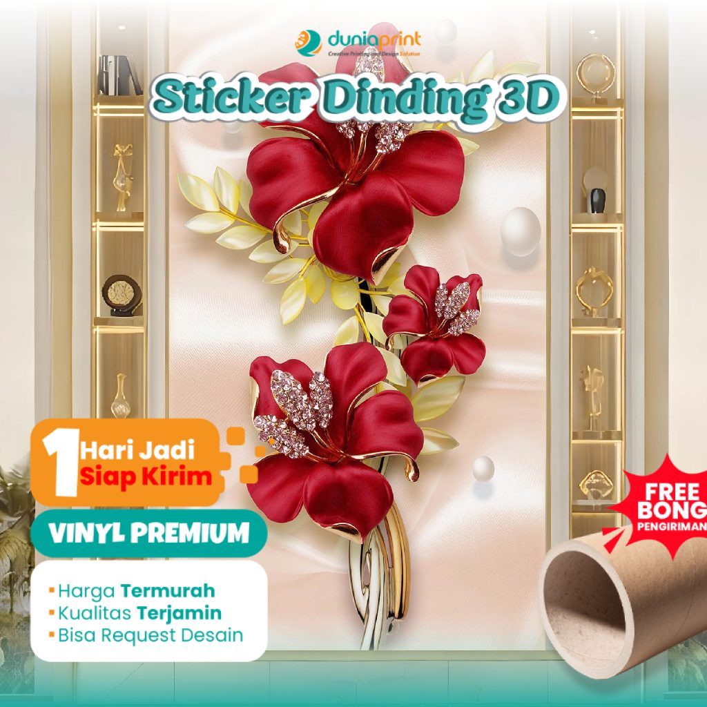 Stiker Dinding | Stiker Dinding Bunga 3D | Stiker Dinding Motif Bunga 3D | Stiker Dinding Gambar Bun