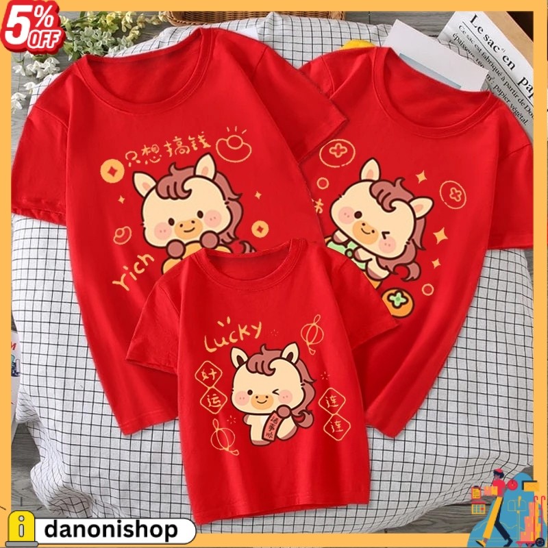READY Herlin Collection-Kaos Couple Keluarga IMLEK/SINCIA 2026 Family Horse Happy Lucky Rich -Year O