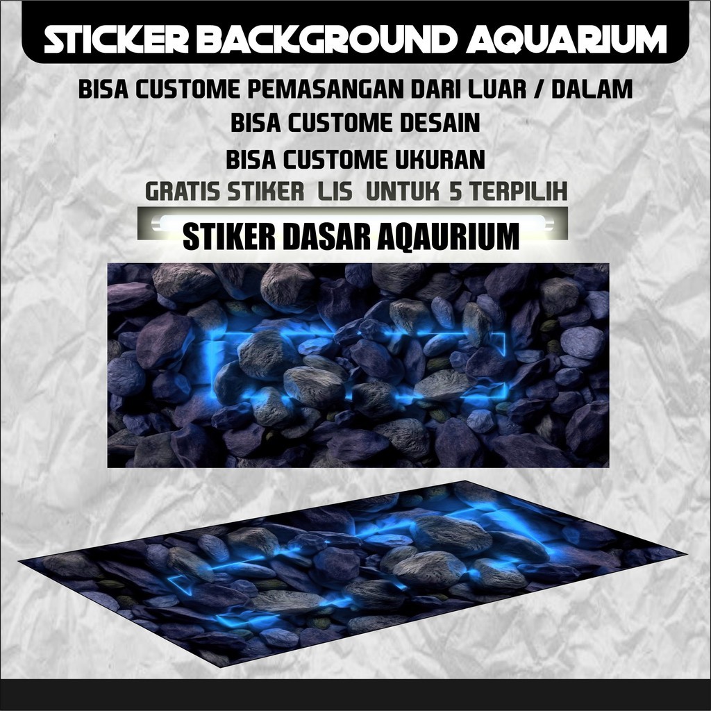 lepet stiker dasar wallpaper background aquariumTema batu 3d