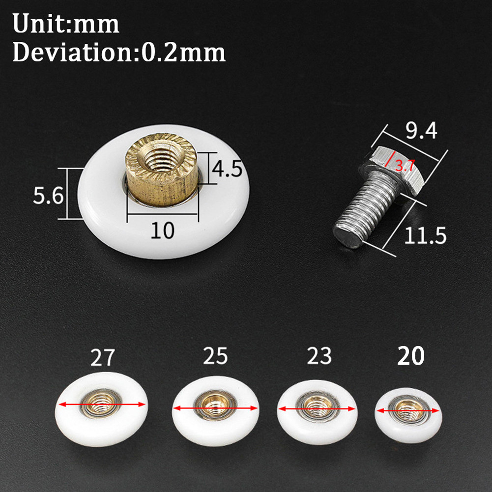 4 buah roda pintu shower, roda pintu geser kaca kamar mandi, roda pintu geser, aksesoris kamar mandi