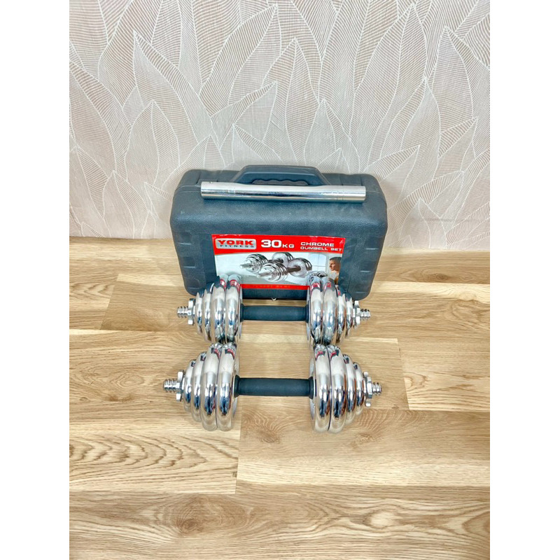AZS - Dumbell York 30kg Chrome / Barbel 30kg / Dumbel Set 30 kg barbell set koper 30 kg