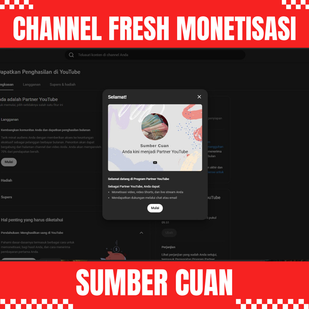 CHANNEL YOUTUBE SUDAH MONETISASI (FRESH) TINGGAL PAKAI