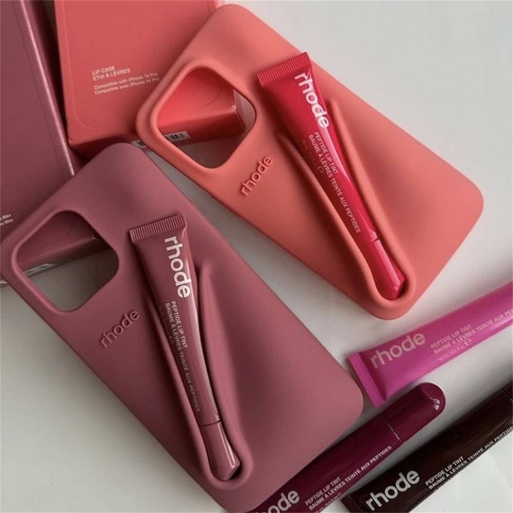 Penjualan Panas Dengan Lip Glaze Rhode Lipstick Phone Case Dengan Kotak Untuk iPhone 11 12 13 14 15 